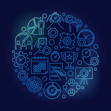 İş yönetimi mavi illüstrasyon