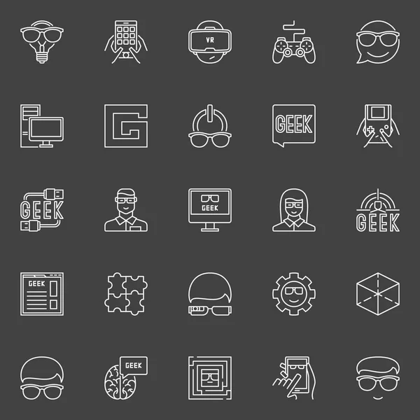 Geek línea vector iconos — Archivo Imágenes Vectoriales