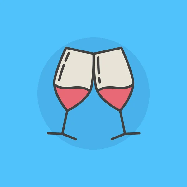 Par de copos de vinho ícone — Vetor de Stock