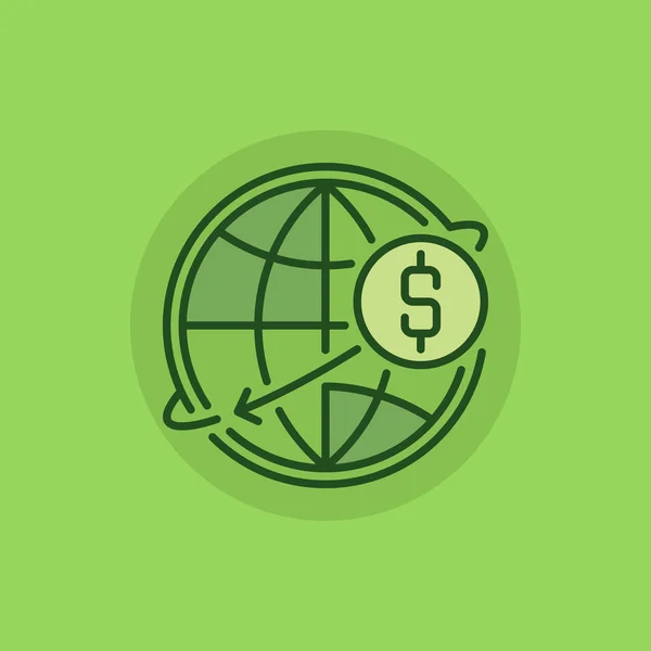 Transferir dinheiro ícone verde — Vetor de Stock