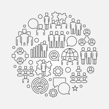 Takım dairesel doğrusal illüstrasyon