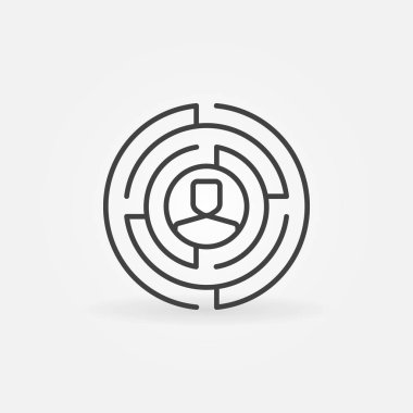 Yuvarlak labirent anahat simgesini