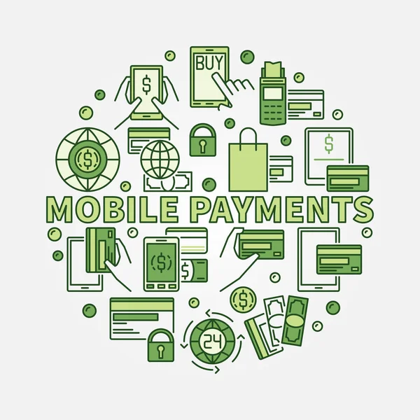 Mobiele betalingen circulaire teken — Stockvector