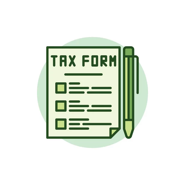 Tax form green icon — Stock Vector