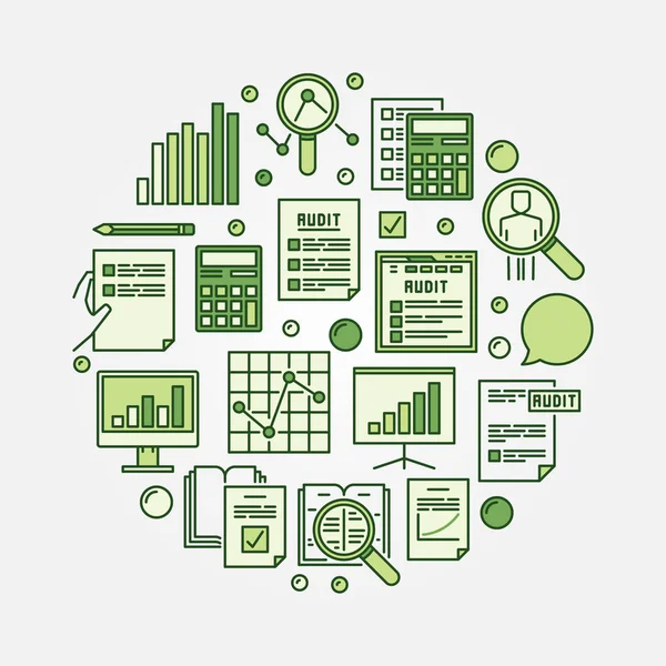 Illustrazione circolare di audit finanziario — Vettoriale Stock