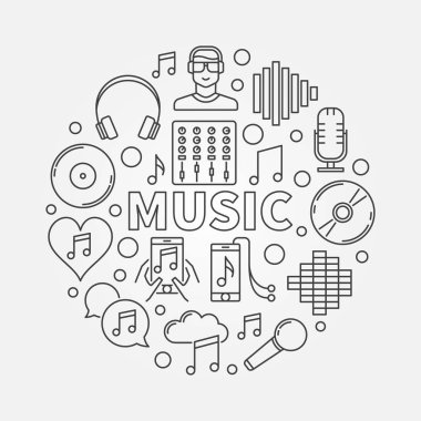 Müzik çizgi yuvarlak şekil