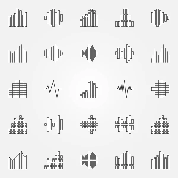 Música som conjunto de ícones de onda —  Vetores de Stock