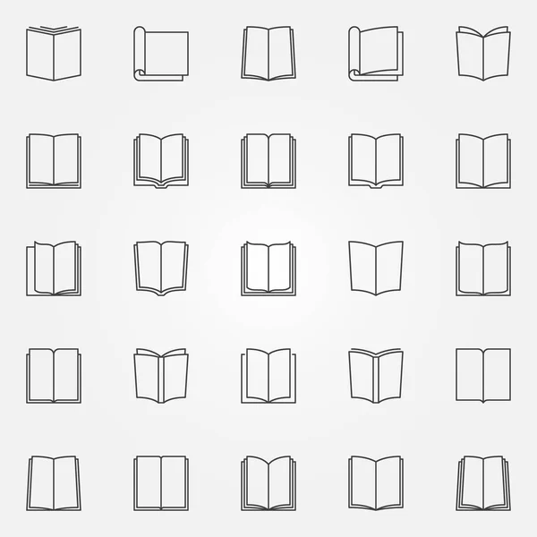 Öppen bok ikoner set — Stock vektor