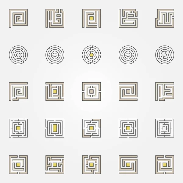 Labyrinth ikoner set — Stock vektor