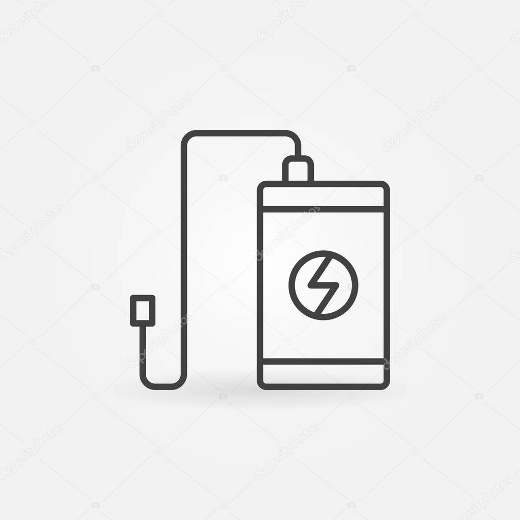 Power bank outline icon. Vector concept symbol or logo element of gadget for charging mobile phones