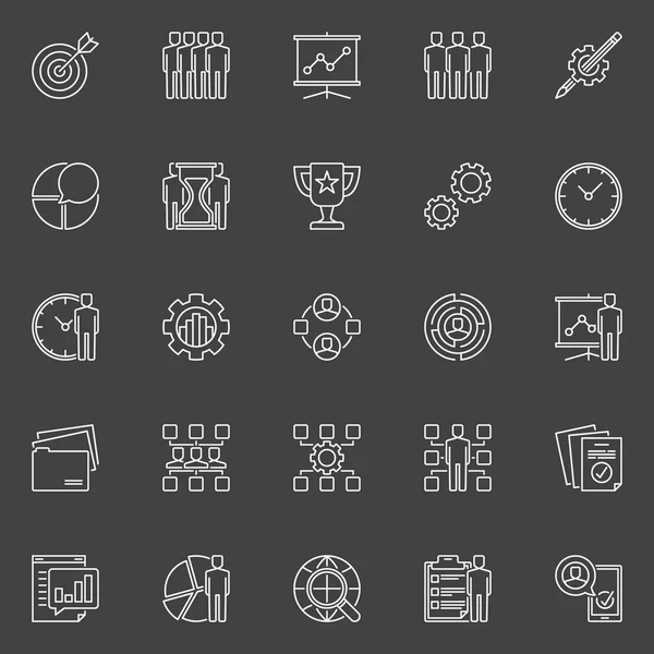 Iconos de línea de gestión de proyectos — Archivo Imágenes Vectoriales
