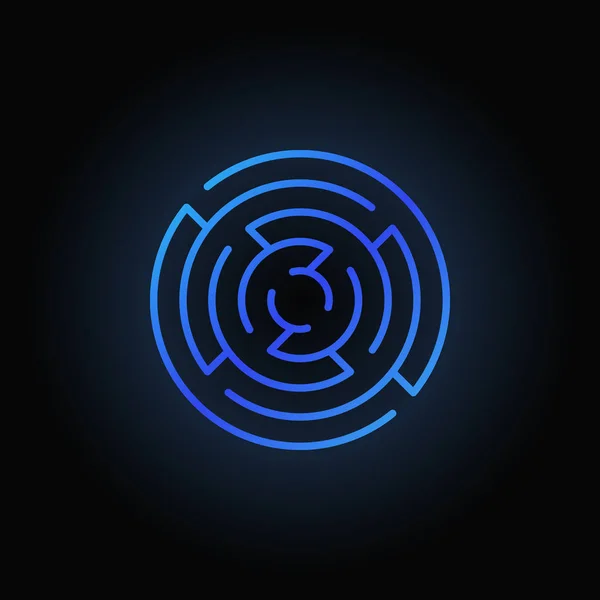 Icono de laberinto redondo azul — Vector de stock