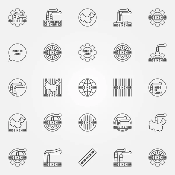 Made in China icons set — Stock Vector