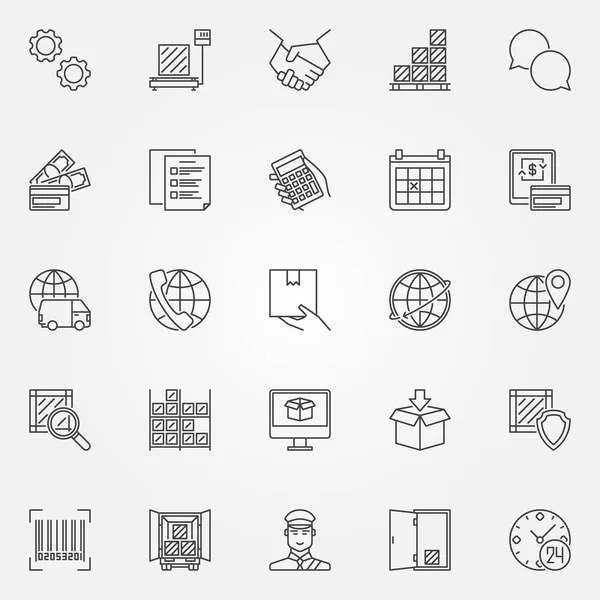 Conjunto de iconos de línea logística — Archivo Imágenes Vectoriales