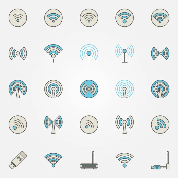 Wireless network and wi-fi icons — Stock Vector
