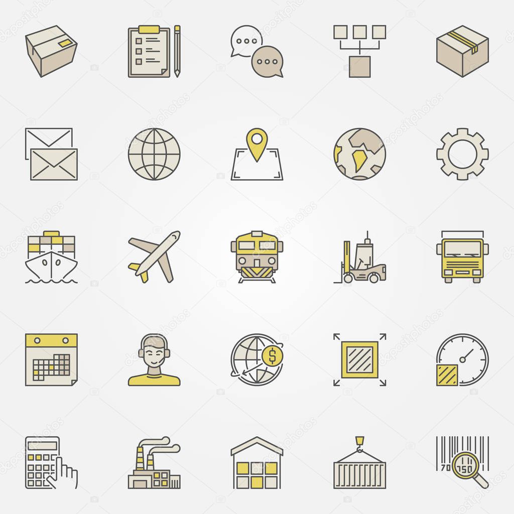 Logistics and transportation colorful icons