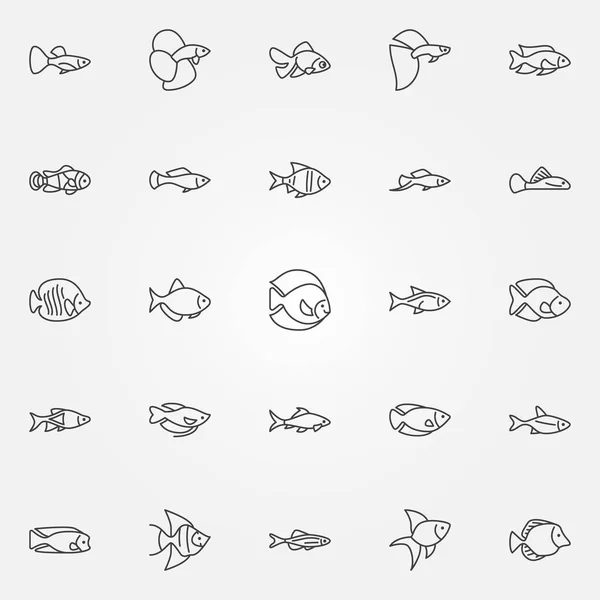 Icônes de poissons d'aquarium — Image vectorielle