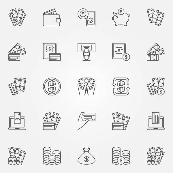 Geld icons set — Stockvector