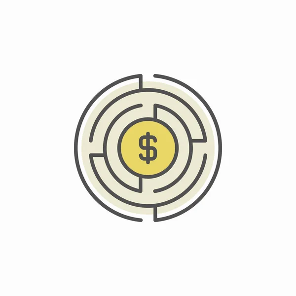 Labirinto com ícone de dinheiro — Vetor de Stock