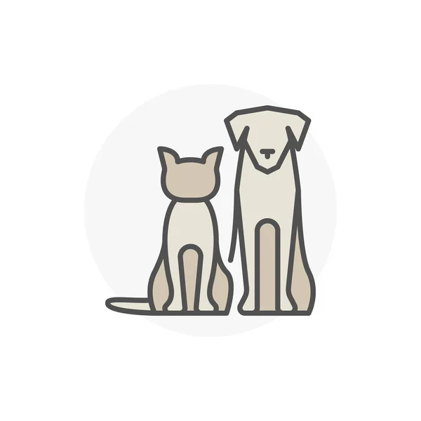 Cat with dog vector icon — Stock Vector