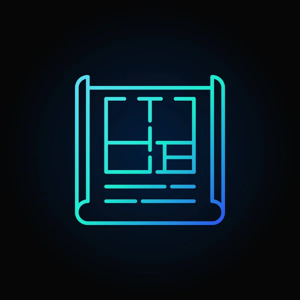 Plano de apartamento icono contorno azul — Vector de stock