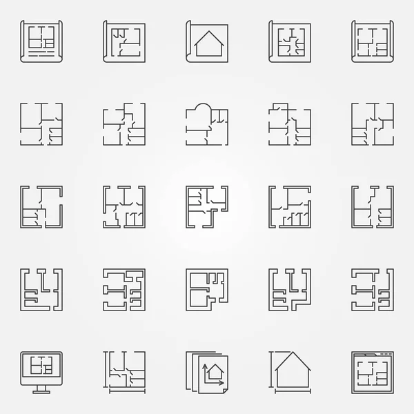 Casa planos ícone conjunto — Vetor de Stock