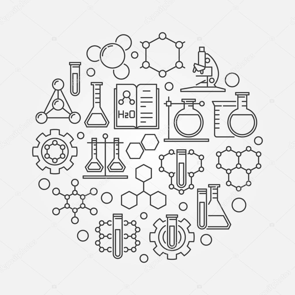 Chemistry lab round illustration