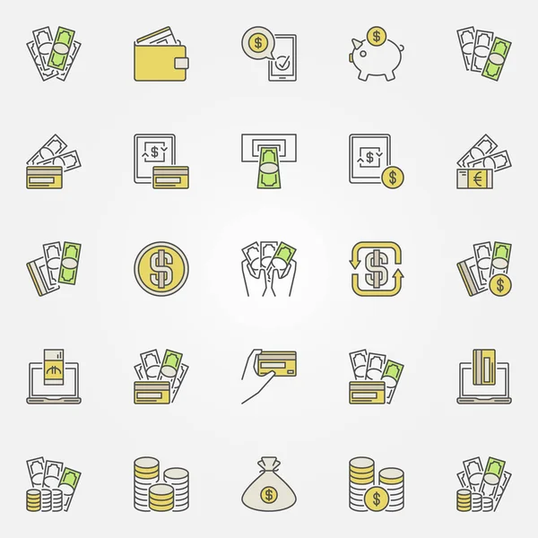 Money and Finance colorful icons — Stock Vector