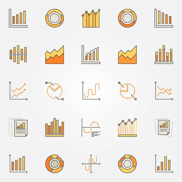 Diagrama colorido e iconos gráficos — Vector de stock