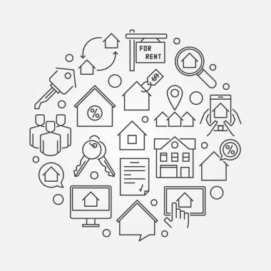 Kiralık daireler illüstrasyon yuvarlak