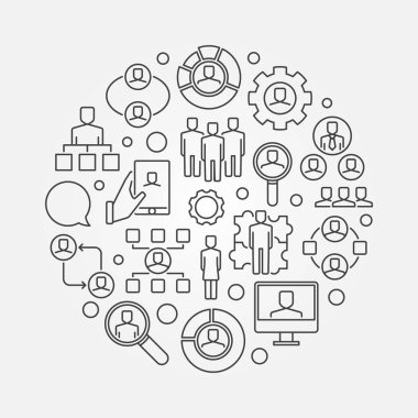İnsan kaynakları ince hat illüstrasyon