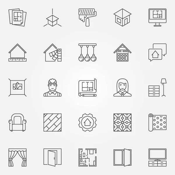 Conjunto de iconos de diseño interior — Archivo Imágenes Vectoriales