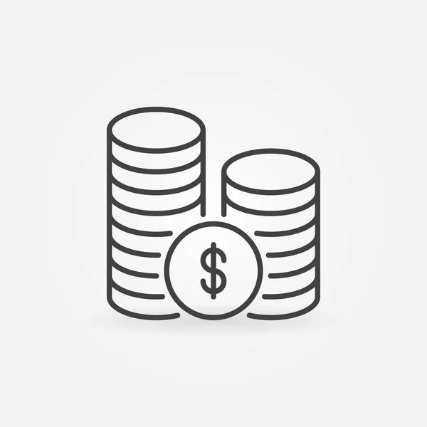 Pilha de moedas ícone linear — Vetor de Stock