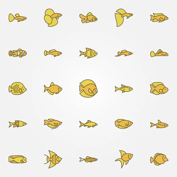 Красочные иконы аквариумных рыб — стоковый вектор
