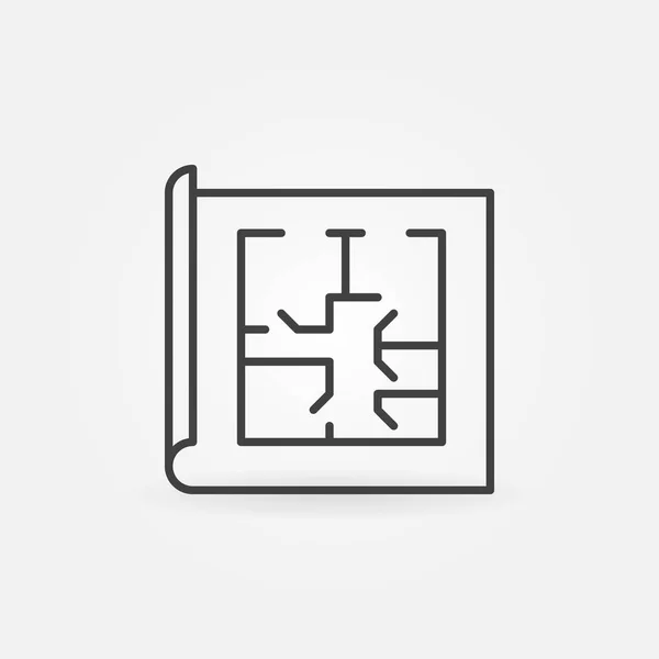 Plattegrond lineaire pictogram — Stockvector