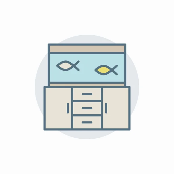 Acuario en la mesa icono colorido — Vector de stock