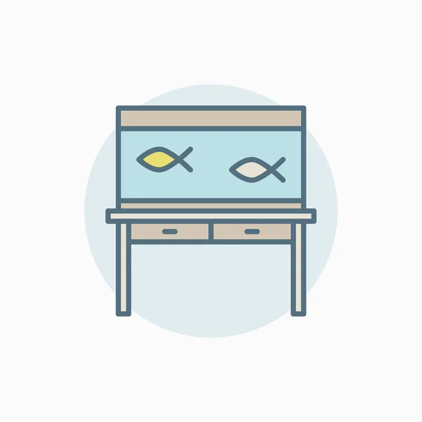 Colorido acuario en el icono de la mesa — Vector de stock