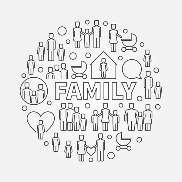 Family minimal round illustration — Stock Vector