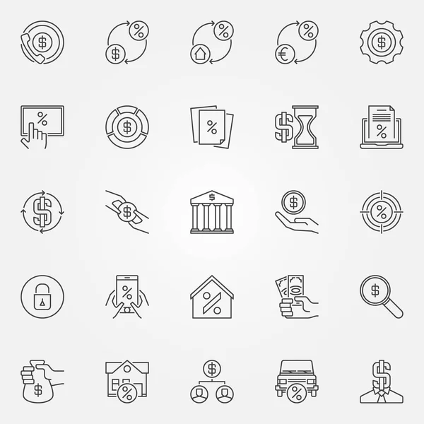 Conjunto de iconos de arrendamiento financiero y préstamo — Archivo Imágenes Vectoriales