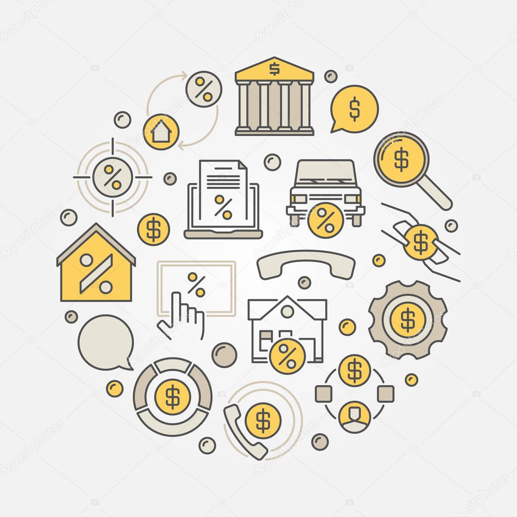 Leasing round colorful illustration - vector money and finance creative sign