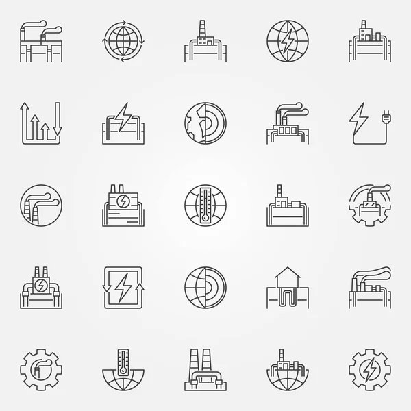 Conjunto de iconos de energía geotérmica — Vector de stock