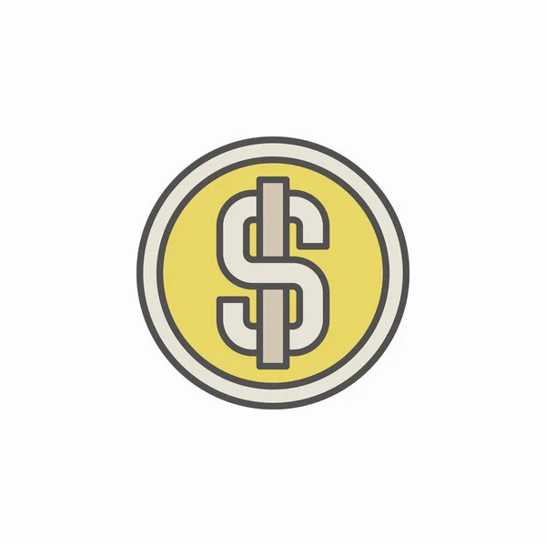 Colorful dollar coin icon — Stock Vector