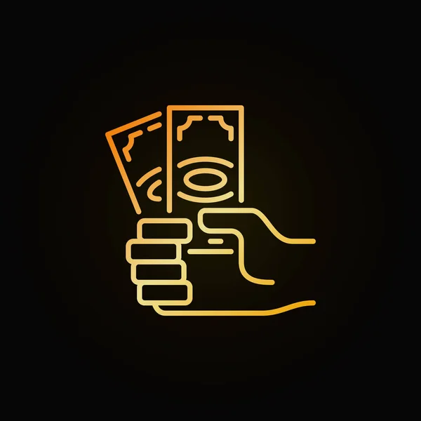 Ikona pieniędzy w ręku złoty — Wektor stockowy