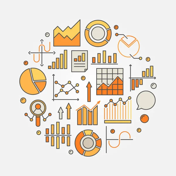 Estadísticas y análisis de datos ilustración colorida — Vector de stock