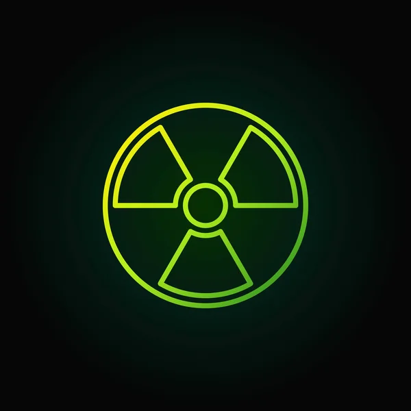 Icon promieniowania zarys zielony — Wektor stockowy