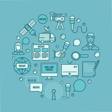 Haber yuvarlak mavi illüstrasyon