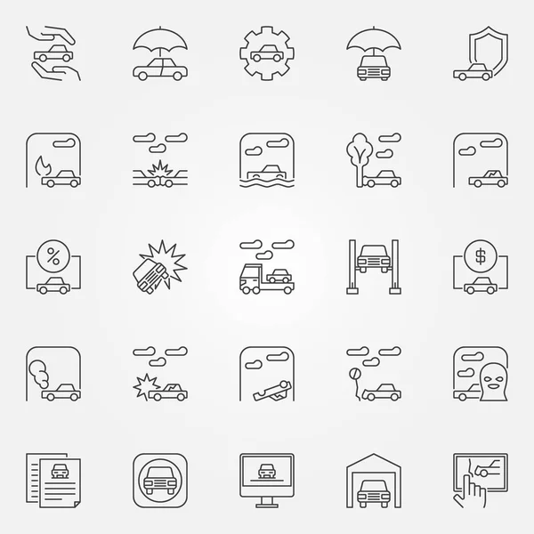 Conjunto de iconos de seguro de coche — Archivo Imágenes Vectoriales