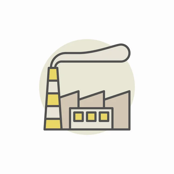 Fabrikgebäude bunte Ikone — Stockvektor