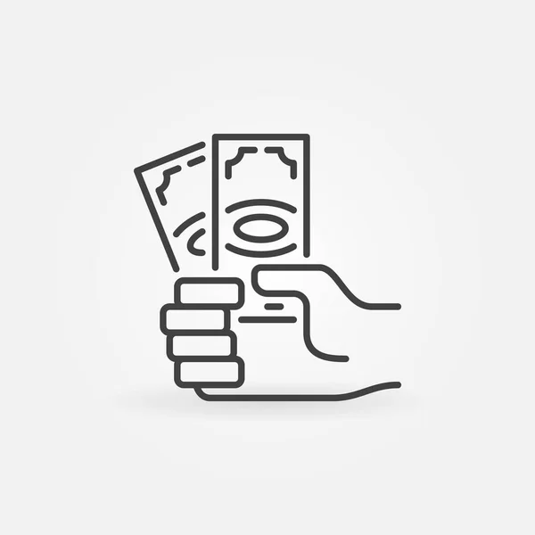 Main avec icône de billets en dollars — Image vectorielle