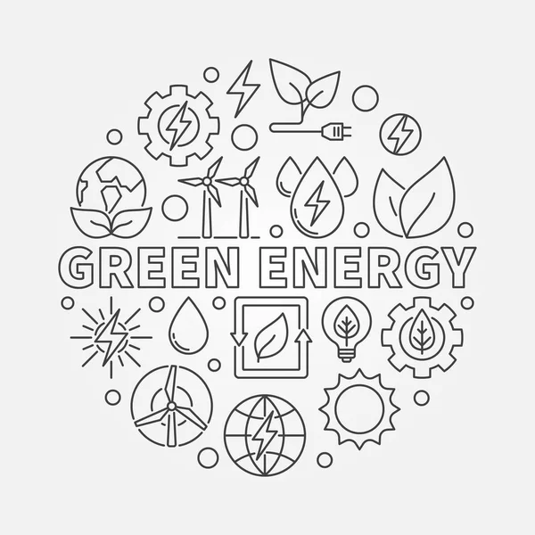 Yeşil enerji doğrusal illüstrasyon — Stok Vektör